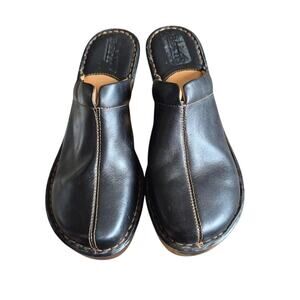 Born Concept Women's Black Leather Size 10/42 Clogs Slip On